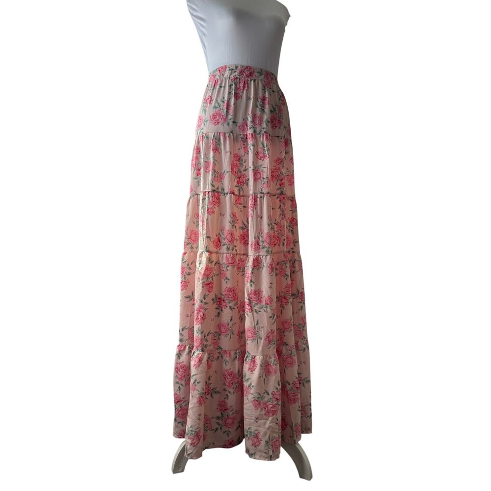 Nasty Gal Pink Floral Maxi Skirt